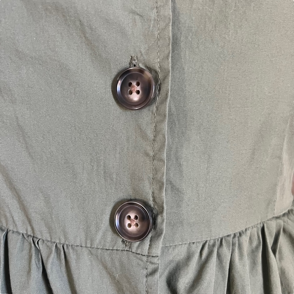 Who What Wear | Womens 100% Cotton Army Green  Button Up Wide Hem Midi Dress | M - Picture 5 of 17